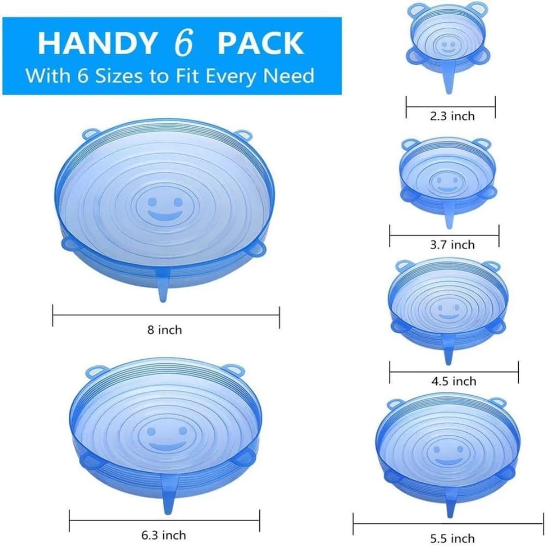 Set 6 Tapas Silicona Adaptable Para Alimentos