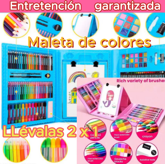 SET KIT DIBUJO NIÑOS 208 PIEZAS