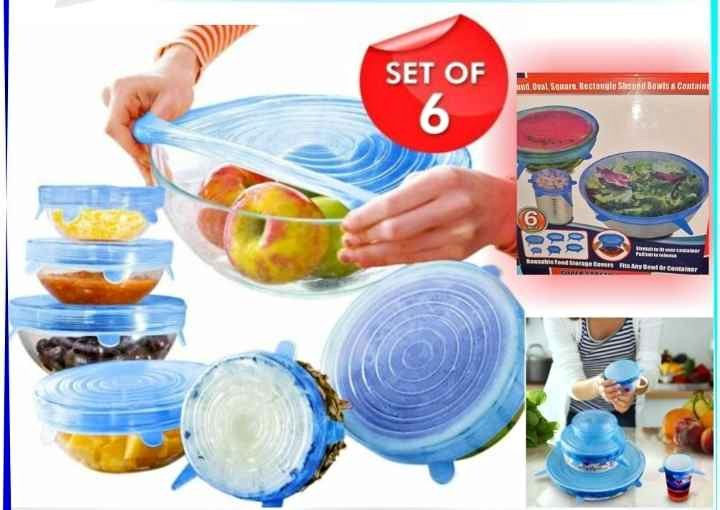 Set 6 Tapas Silicona Adaptable Para Alimentos