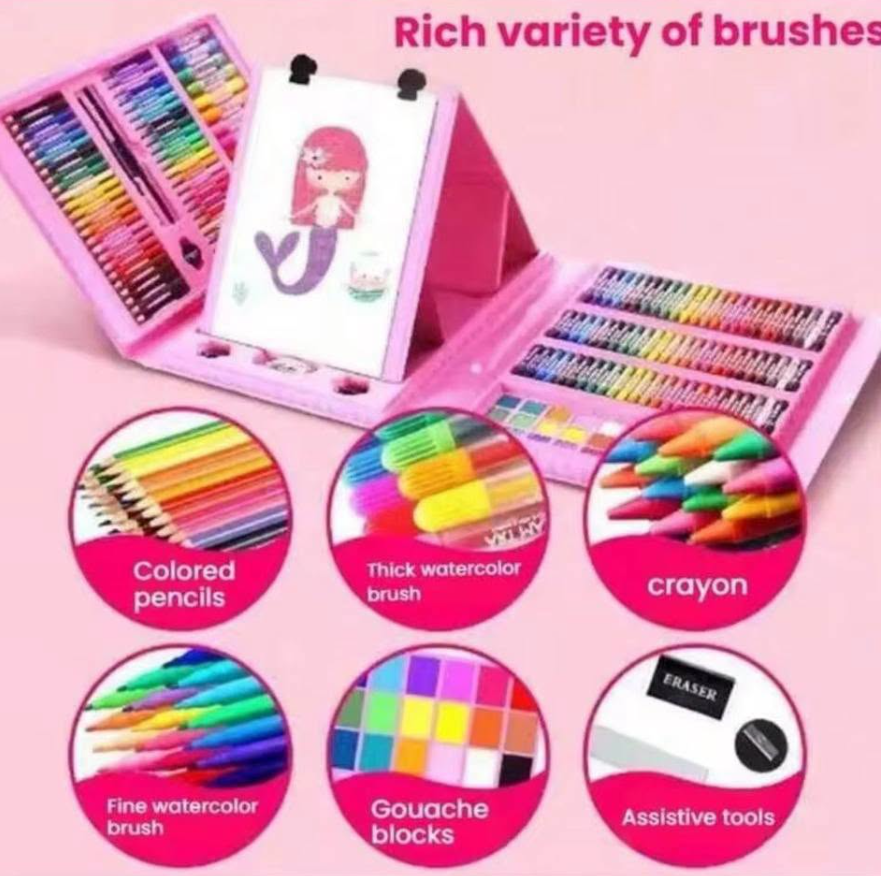 SET KIT DIBUJO NIÑOS 208 PIEZAS
