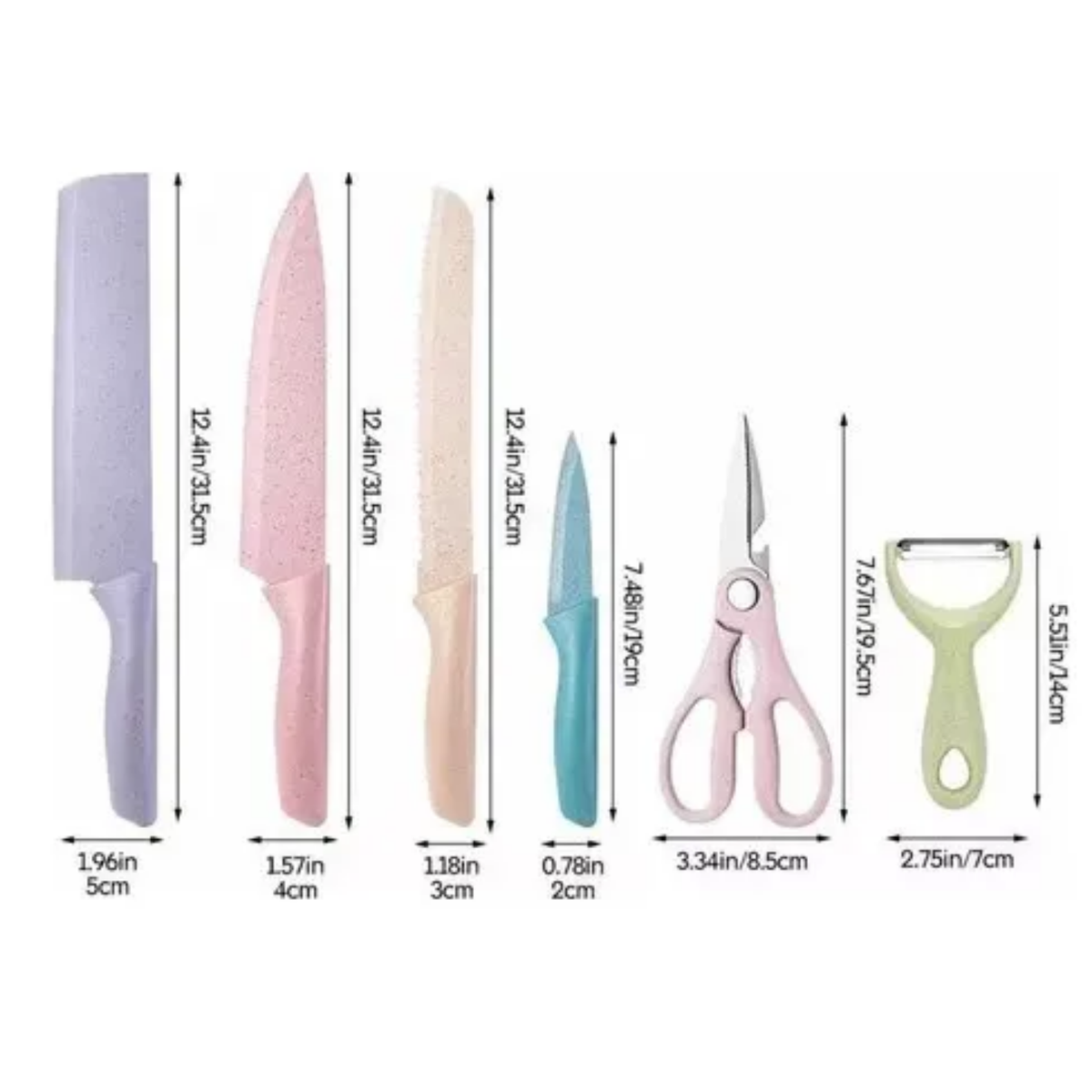 Set De Cuchillos de Colores 6 Piezas Col